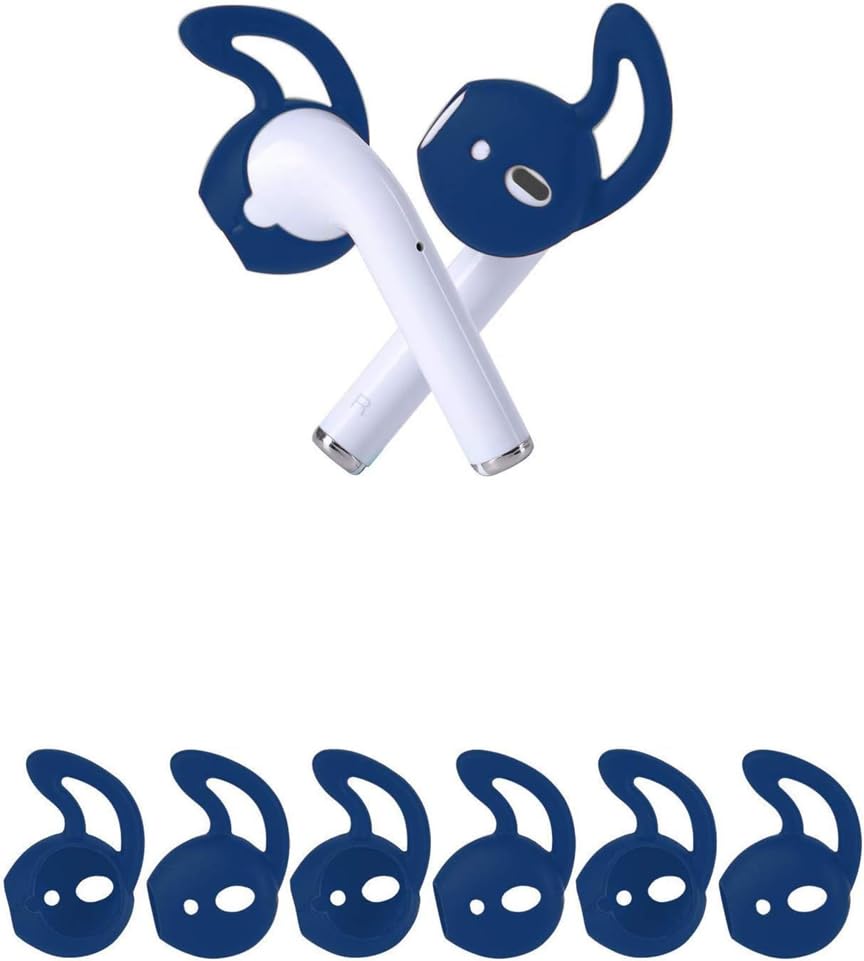 Zotech 3 Pair Anti-Slip Silicone Earbuds Tips Hook, Compatible with Apple Earpods and Airpods 1&2 (Navy) - color: Navy