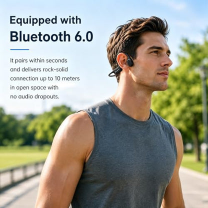 Full-Coverage Liquid Silicone Swimming Headphones,IP68 Waterproof Underwater Headphones, Bluetooth 6.0&MP3 with 32GB Memory Card,Soft/Skin-Comfortable Open Ear Bone Conduction Swim Earbuds(Black - color: Black