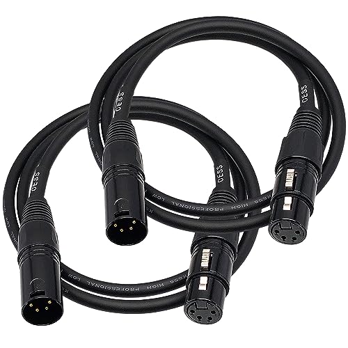 CNCESS 4-Pin XLR Male to Female Balanced Extension Cable, 3 ft, 2-Pack - size: 3 Feet, 2-Pack