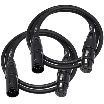 CNCESS 4-Pin XLR Male to Female Balanced Extension Cable, 3 ft, 2-Pack - size: 3 Feet, 2-Pack
