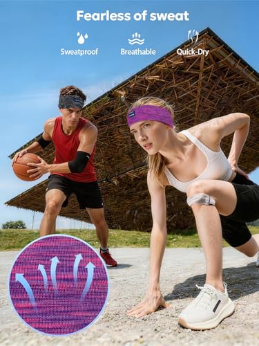 2-Pack Bluetooth Headband Headphones, Wireless Sports Headband, Washable Music Headband with Secure Fit for Running, Workout, Gym, Yoga, Sleep Headphones for Side Sleepers- Great Gift
