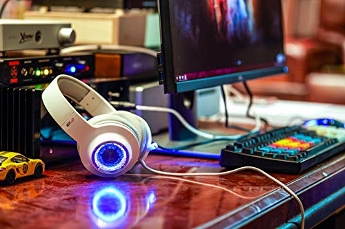 Edifier G4 USB Gaming Headset with Virtual 7.1 Surround Sound, Retractable Boom Microphone, LED Lights Mesh Open Back Adjustable Video Games for PC, Laptop, desktops - White
