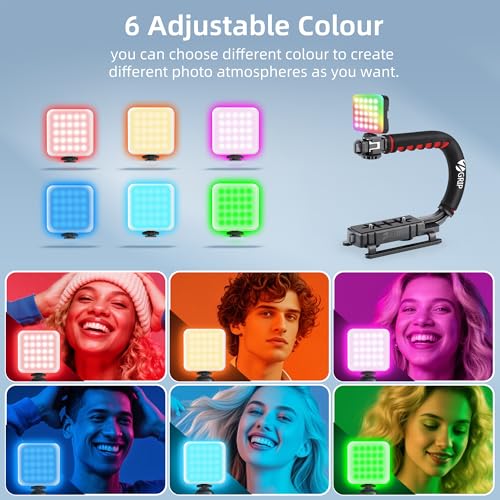 Zeadio Smartphone Camera Stabilizer, All-in-One Video Rig Kit with Phone Cage, RGB Video Light, Microphone, Action Camera Adapter, Compatible with Smartphones, Action Camera, DSLR, Cameras etc - style: Pro Kit