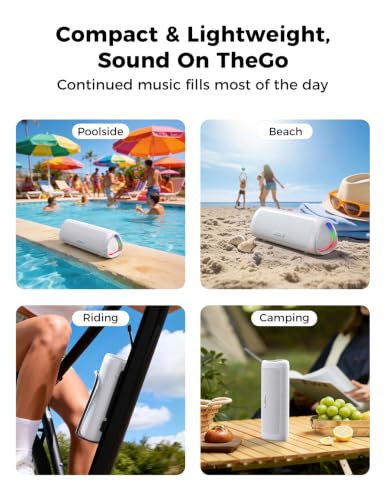 Bluetooth Speaker, 20W HD Sound, Portable Wireless, IPX5 Waterproof, Up to 24H Playtime, TWS Pairing, for Home/Party/Outdoor/Camping/Beach Essentials, Electronic Gadgets, Birthday Gift (White) - color: White