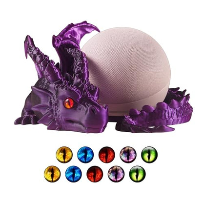 Fly Dragon Holder for Echo Dot 4th/5th Gen, 3D Printed Echo Dot Cover, 5 Color Eye Sets, Originally Designed Echo Dot Stand, Unique Echo Dot Case (Black Purple) - color: Black Purple