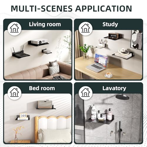 Heavy Duty Steel Floating Shelves, Wall Mounted Shelves for Mini Speaker,Mini Cable Box, Space-Saving Storage Shelf for Living Room, Bedroom & Office (1PCS 5.7" x 4.72") - size: 1PCS 5.7" x 4.72"