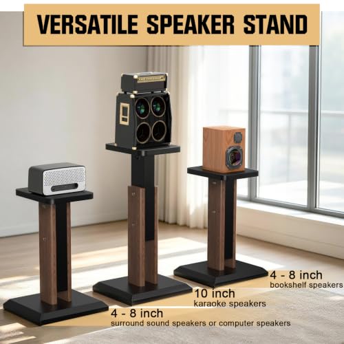 Height Adjustable Speaker Stands Pair 17.7 to 25.6 Inch, Wood Grain - color: Wood, size: 17.7''to 25.6''