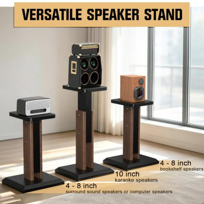 Height Adjustable Speaker Stands Pair 17.7 to 25.6 Inch, Wood Grain - color: Wood, size: 17.7''to 25.6''