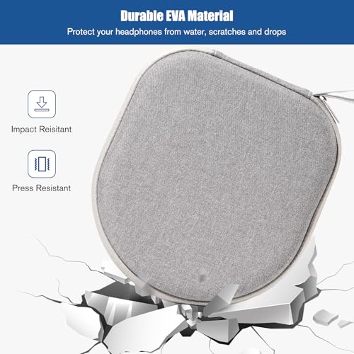 ProCase Hard Universal Headphone Case for Sony/JBL/Soundcore/TOZO - Grey | Hard Travel Storage Case with Mesh Pocket and Wrist Strap for Over-Ear Swivel Headphones, Cables and Small Accessories