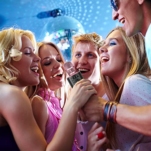 Wireless Bluetooth Karaoke Microphone with Built-in Speakers + HD Recording, Portable Handheld Mic | Rose Gold - style: Rose Gold