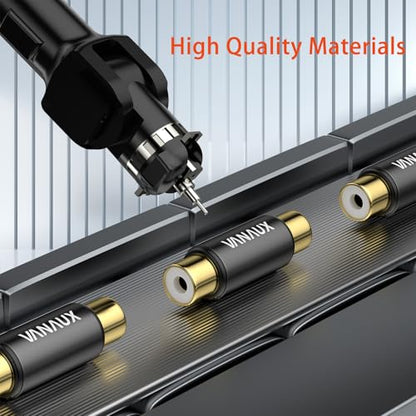 VANAUX 2-Pack Gold RCA Female to Female Coupler,Barrel Connectors Adapters Extend Subwoofer RCA Cables Gold Plated for HDTV,Speakers, Amplifiers, Car Audio-Black - size: 2PCS-black, style: RCA Female to RCA Female