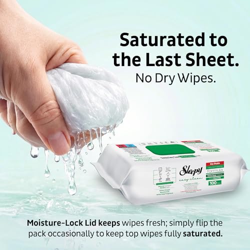 Sleepy Easy Clean XL Multi Surface Cleaning Wipes (100 Count) – Natural Vinegar & Baking Soda Formula – Jumbo 8"x8" All Purpose Wet Wipes for Kitchen, Bathroom, Glass & Electronics – No Streak - size: 1 Count (Pack of 100)