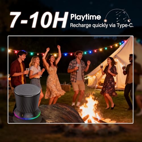 Rotary Bluetooth Shower Speaker with RGB Lights, IPX5 Waterproof Portable Speaker with Suction Cup, Deep Bass Mini Bluetooth 5.3 Speaker with Built-in Mic, 8H Playtime for Bathroom, Pool & Travel - color: Black