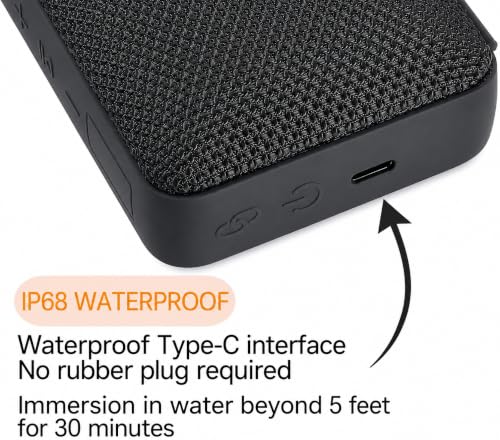 BP26 Portable Mini Bluetooth Speaker with FM Radio, IP68 waterproof and dustproof, 5 hours of playtime, TWS Pairing, Bluetooth 5.3, Ultra-Portable speaker for home, outdoor and travel (Black)