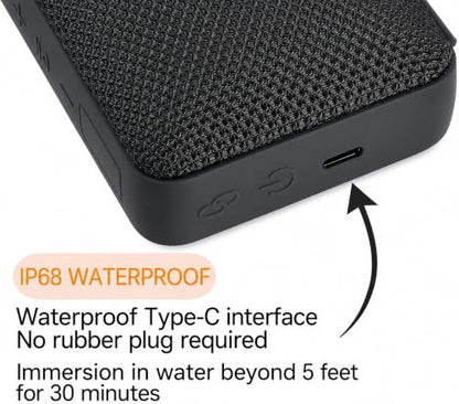 BP26 Portable Mini Bluetooth Speaker with FM Radio, IP68 waterproof and dustproof, 5 hours of playtime, TWS Pairing, Bluetooth 5.3, Ultra-Portable speaker for home, outdoor and travel (Black)