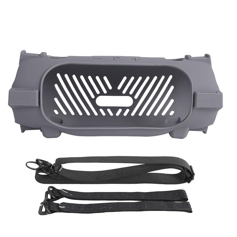 Silicone Case Cover for JBL Charge 6 Portable Bluetooth Speaker, Soft Protective Sleeve Travel Carrying Protective Cover Speaker Silicone Case with Shoulder Strap and Bike Strap (Gray) - color: Gray