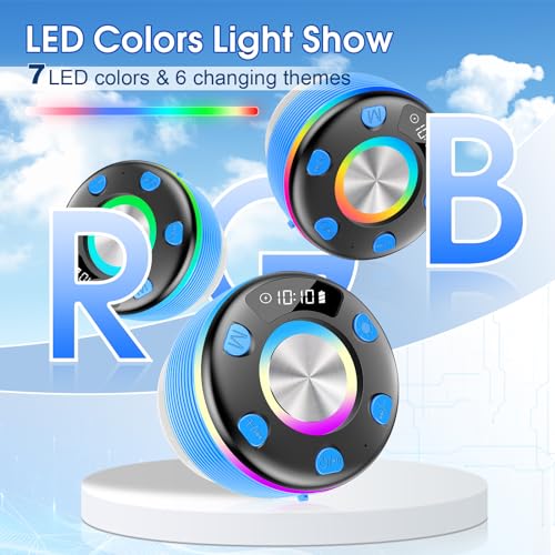 OYIB Bluetooth Shower Speaker, Portable Bluetooth Speaker 360° HD Sound, RGB Lights, IPX7 Waterproof Wireless Speaker with Suction Cup and Mic, Shower Radio for Party/Outdoor/Travel/Gifts/Blue - color: Deep Blue