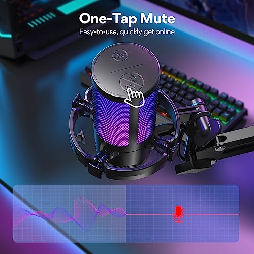 MAONO Gaming USB Microphone with Headphones, Noise Cancellation Condenser mic with Mute, Gain, Monitoring for Streaming, Podcast, Twitch, YouTube, Discord, PC, Computer, DGM20S, MH601