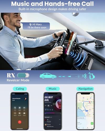 Aux Bluetooth 5.3 Adapter for Car, 2 in 1 Bluetooth Aux Car Adapter Receiver, Auxiliar Audio Blue Tooth para Carro Wireless Dongle with 3.5mm Jack for Stereo Systems and Headphones