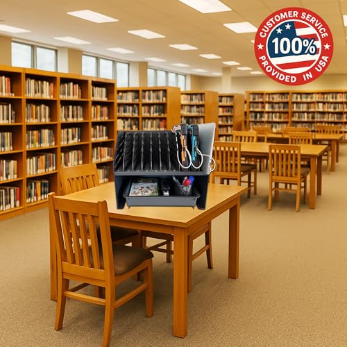 10-Device Laptop & Tablet Charging Station with 6 AC & 4 USB | Fast Charging for Chromebooks, iPads & Devices up to 15.6", Ideal for Classrooms, Schools, Offices & Libraries,Black - size: 10-Device