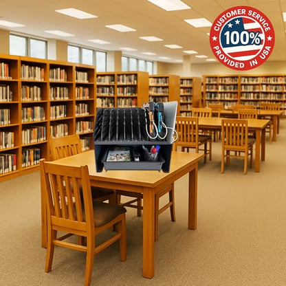 10-Device Laptop & Tablet Charging Station with 6 AC & 4 USB | Fast Charging for Chromebooks, iPads & Devices up to 15.6", Ideal for Classrooms, Schools, Offices & Libraries,Black - size: 10-Device