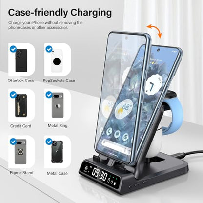 3 in 1 Charging Station for Google Pixel Watch 3/2, 25W Super Fast Wired USB C Charger Stand for Google Pixel 10/10 Pro/10 Pro XL/9/8/7, Pixel Buds Pro 2/2a, SwanScout 701G2, (Not for Pixel Watch 4/1)