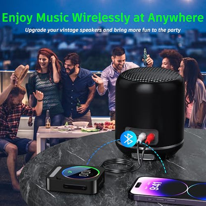Bluetooth 5.3 Receiver for Car, Wireless Audio Adapter for Car/Home Stereo/Wired Headphones/Speaker, Bluetooth Aux Adapter, Dual AUX Outputs, RCA AUX 3.5mm Music Receiver - color: Black