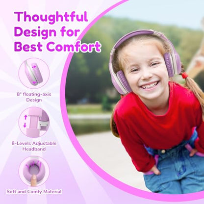EarFun K2 Kids Bluetooth Headphones for School, Kids Headphones with Mic | Volume Limited, 40H Playtime, Built-in Mic, Stereo Sound, Foldable Over-Ear Headphone for Kids/Toddler/Travel/Tablet, Violet - color: Violet