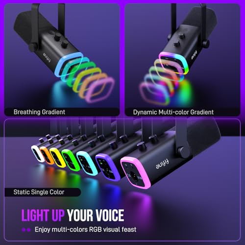 FIFINE AmpliGame AM8 USB/XLR Dynamic Microphone for Gaming Streaming - color: Black