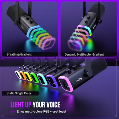 FIFINE AmpliGame AM8 USB/XLR Dynamic Microphone for Gaming Streaming - color: Black