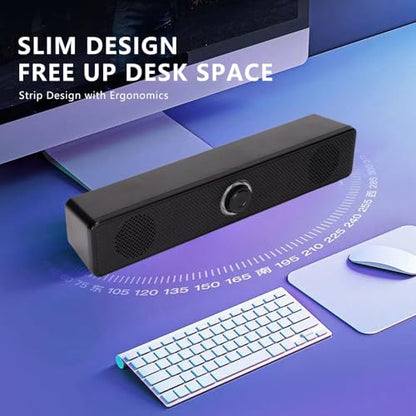 Double Horns Home Soundbar Speaker with Volume Control 3.5mm Input Wired Connection TV Entertainment System USB Powered