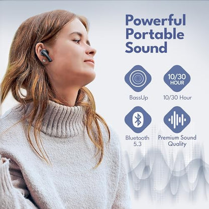 Groovz True Wireless Earbuds with Charging Case - Designed and Engineered in The USA - IPx4 Water Resistant Bluetooth Earbuds Compatible with Apple and Android - 27Hrs Battery Life - Light Blue - color: Light Blue
