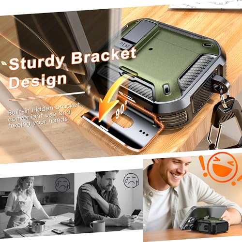 for AirPods Pro 2 Case with Lock Magnetic Lid, Military Green | Compatible with AirPods Pro 2nd Generation and AirPods Pro 1st Generation (2019) Case with Cleaner Kit & Carabiner, MagSafe - color: FK-Military Green, size: Airpoods Pro 1st/2nd Generation