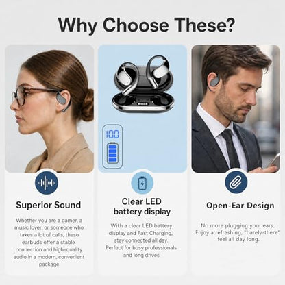 Wireless Headset Wireless Headphones Handsfree Call Wireless Earpiece Noise Cancellation Earbud Earphones Mic Compatible with Cell Phones Car Driver Trucker Business Office (Black with Box) - color: Black with box
