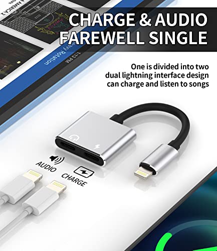 Iphone Dual Lightning Headphone Splitter 2in1 Audio Charge Adapter Dongle Jack Adaptador Para Apple MFI Certified Charging Earphone AUX Cable Connector for 14 13 12 11 Pro Max Mini 7 8 Plus X Xr Xs Se
