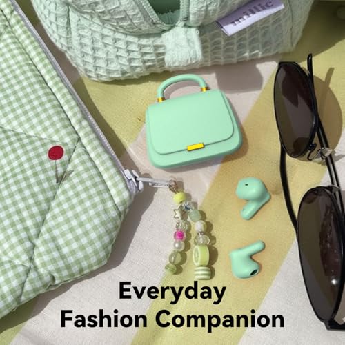 ANCwear Wireless Earbuds with Mini Handbag Case, 22H Playtime, Sage Green | Bluetooth 5.3, 13mm drivers, touch controls and DIY stickers for music, calls, travel, everyday wear and gifting - color: Green