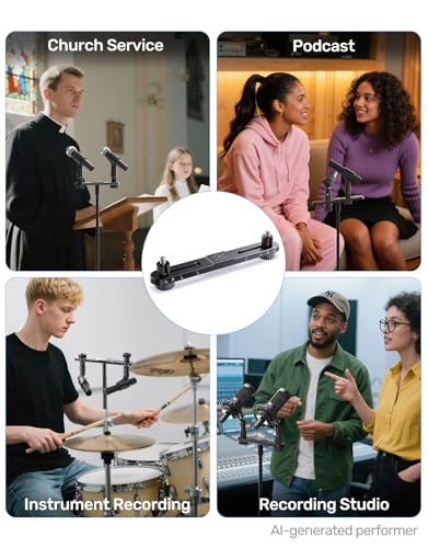 Stereo Mic Bar, Adjustable Dual Microphone Mount Bar,Universal Double Mic Holder for Stand,Precision Stereo Spacing Mic Bar for Podcast,Live Streaming,Studio Recording,Fit 3/8"&5/8" Threaded Mic Stand - size: Stereo Mic Bar