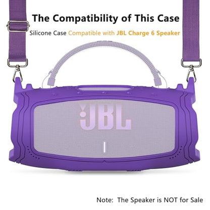 Silicone Cover Case for JBL Charge 6 Portable Bluetooth Speaker - color: Purple