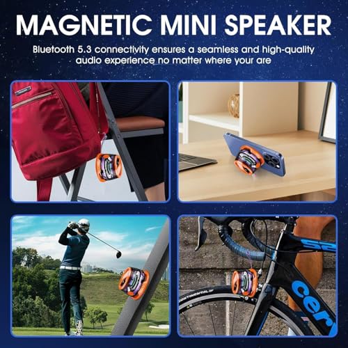 G200 2-Pack Orange Mini Magnetic Bluetooth Speaker with Kickstand | IPX4 Waterproof, Full-Range Stereo Sound, TWS Pairing, RGB Lights, Grad Gift, Travel, Cycling, Hiking, Golf, Gym Yoga, Beach - color: Orang