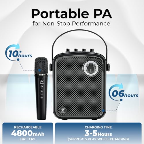 70W Voice Amplifier with UHF Wireless Handheld Microphone & Bluetooth 5.3 | Portable PA System & Karaoke Mic Speaker Set with USB/TF/AUX/Guitar for Teaching, Public Speaking & Singing - S100