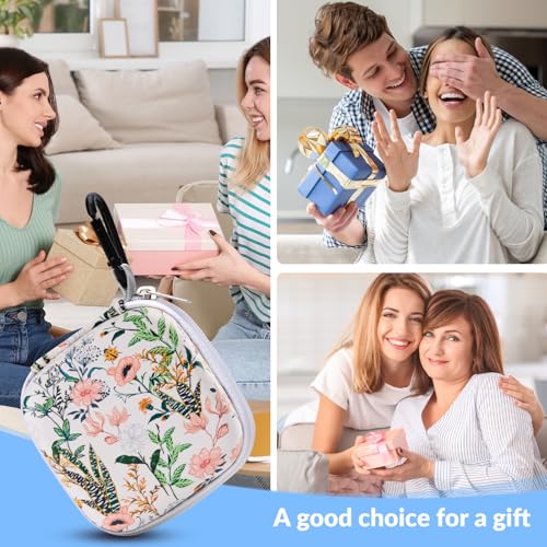 Unique Patterned Portable EVA Earbud Case with Carabiner | Printed Earbud Holder With Sturdy Carabiner, Multi-Use Storage For Earphones, Headphones, SD Cards & Small Electronic Chips - color: White Flowers