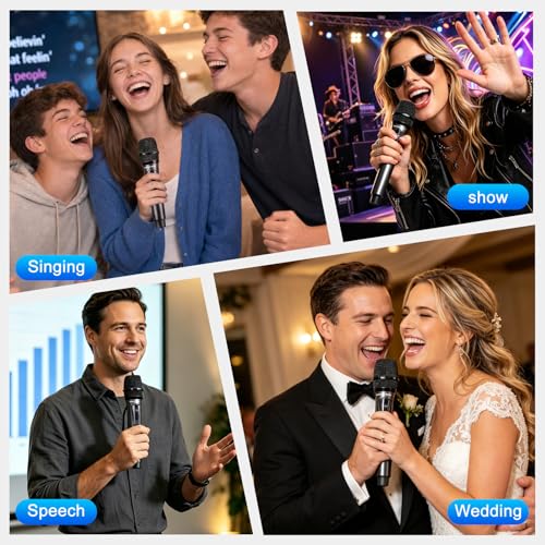 Wireless Microphone System for Karaoke TV and AUX Speaker