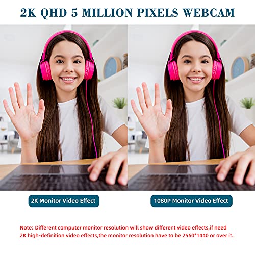 3-in-1 2K Webcam with Dual Speakers & 4 Noise-Canceling Mics, USB Plug & Play Computer Camera with Privacy Cover for Zoom Meeting Online Teaching Video Calling