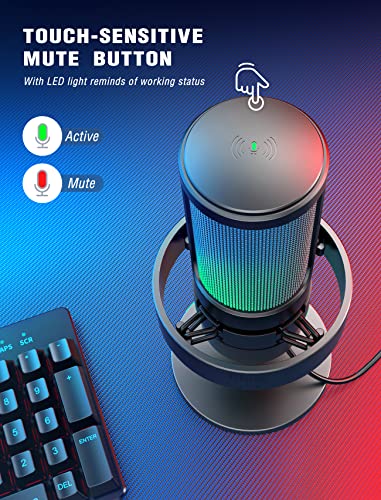 FIFINE AmpliGame A8 USB Gaming Condenser Microphone with RGB Control for PC - size: A8-Desktop