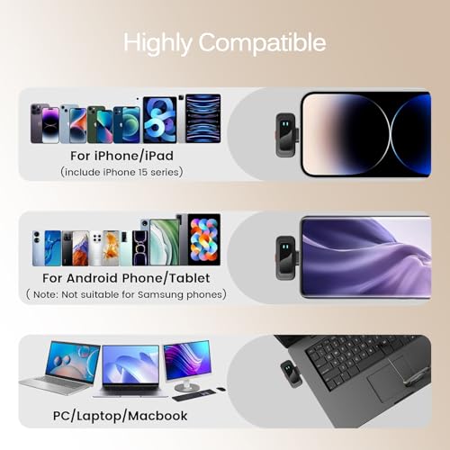 Ai Mini Mic Wireless Lavalier Microphone System (2TX+2RX+Case), Magnetic & Clip-On Microphone for iPhone, Android, Vlogging, Studio-Quality Sound, 48H Battery, Ai Noise Cancelling (Black) - color: Black