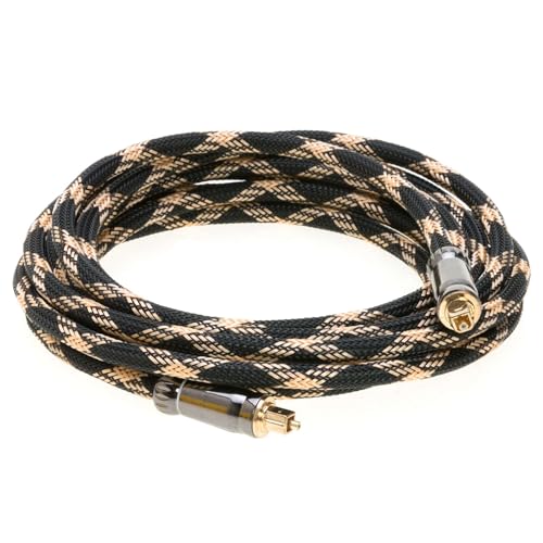 Cables Direct Online 6FT Premium Toslink Optical Audio Cable High Fidelity Digital Fiber Optic Cord for Home Theater, Sound Bar, Gaming Consoles Durable Nylon Braided Design Gold-Plated Connectors - size: 6ft