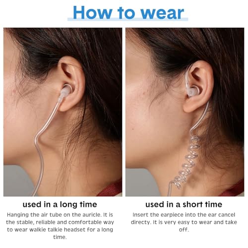 SAMCOM Transparent Clear Air Tube Wire Walkie Talkie Earpiece Headset | Hands-Free Comfortable Surveillance Ear Piece with Mic Microphone 2 Pin K plug for FPCN30A/FPCN10A Radios - size: Clear Tube Earpiece