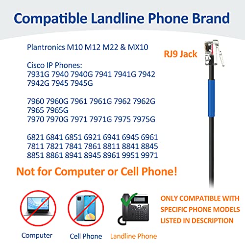 Wantek RJ9 Telephone Headset Mono with Noise Cancelling Mic, Quick Disconnect, Only for Plantronics M12 M22 MX10 Amplifiers or Cisco 7940 7942G 7945G 7960G 7975G 7821 7861 8841 8851 IP Phones(600QC1) - color: Gray