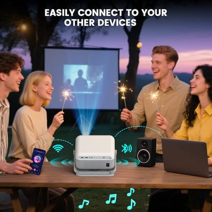 【Officially-Licensed APP & Native 1080P】Mini Projector with WiFi and Bluetooth, 4K Portable Projector with stand, Auto Focus&Keystone, Smart Projector for Outdoor/TV /Smartphone/Laptop - size: XL