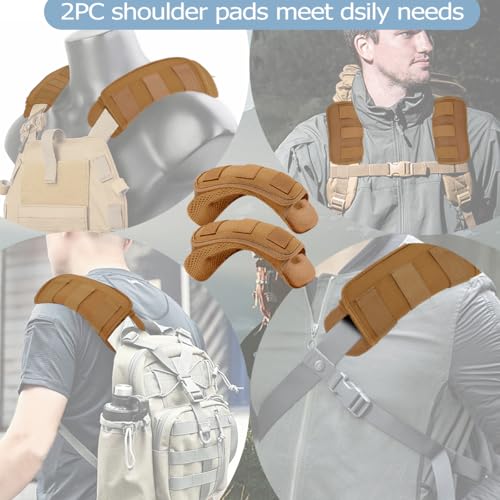 2-Pack Shoulder Pad Ultra-Thick Tactical Vest Cushion for Laptop Bags, Messenger Bags, Briefcase Bags, Luggage Bags, Tool Bags, Travel Bags and Most Bags, Khaki - color: Khaki
